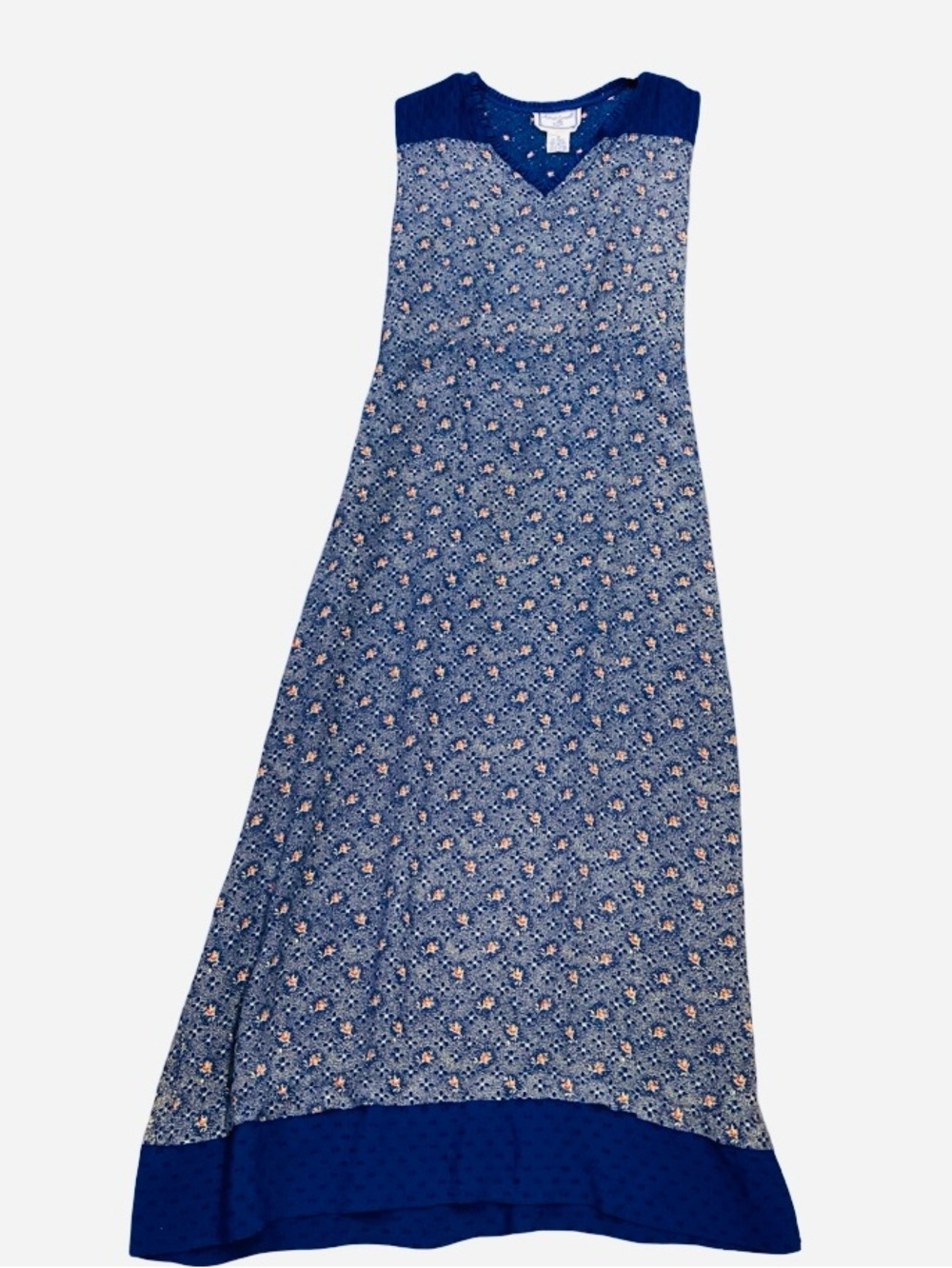 April Cornell Blue Floral Sleeveless Tie Back Dress Size Medium